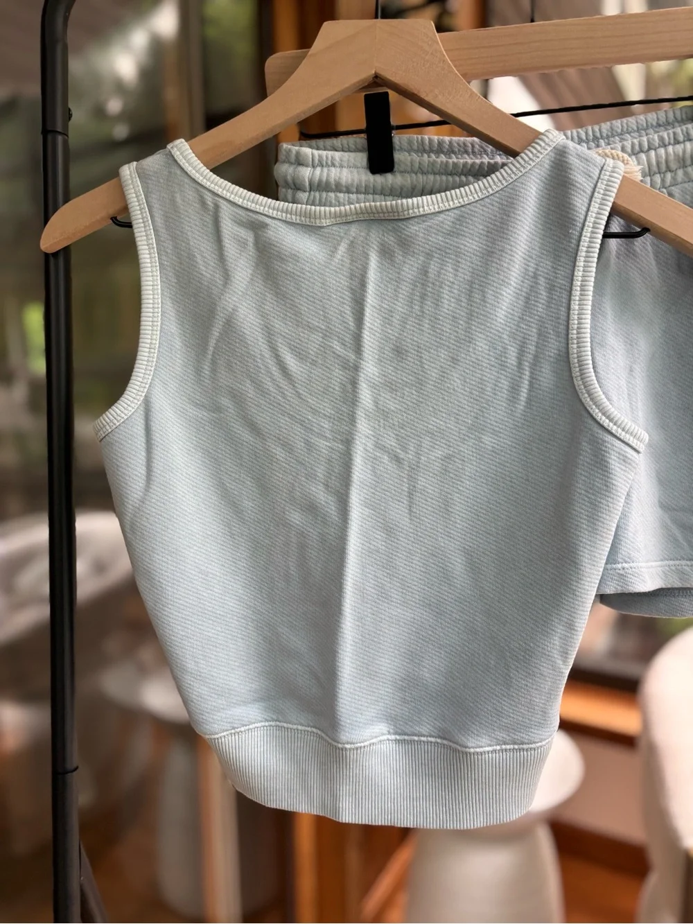 Universal Thread Pale Blue Ribbed Tank & Shorts Matching Set